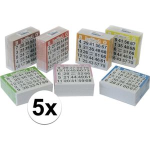 5x Bingo Blok Gekleurd 1-75 - 500 Vellen - Volwassenen - Multi Kleur