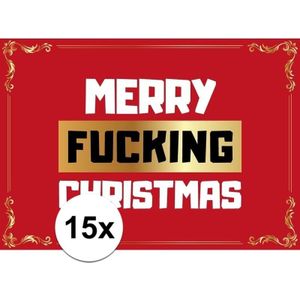 Grappige kerst wenskaarten Merry Fucking Christmas 15 stuks