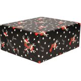 4x Rollen inpakpapier/cadeaupapier Kerst print zwart / rendier fun 250 x 70 cm luxe kwaliteit