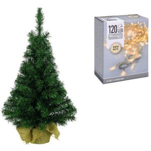 Volle kerstboom/kunstboom 75 cm inclusief warm witte verlichting