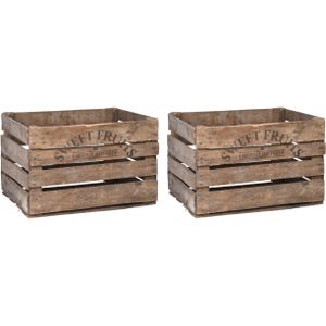 Set van 2x Stuks Houten Opberg Fruitkisten/Kratten 42 X 51 cm - Aardappel/Appel Kratjes/Kistjes