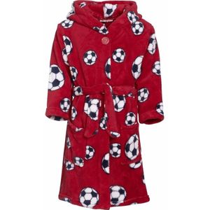 Fleece badjas rood voetbalprint voor jongens