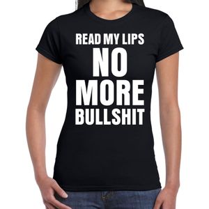 Read my lips NO MORE bullshit zwart - fout tekst shirt voor dames