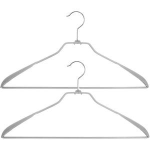 Set van 10x stuks kunststof kledinghangers grijs 43 x 23 cm - Kledingkast hangers/kleerhangers voor jassen