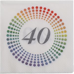 40x Leeftijd 40 jaar witte confetti servetten 33 x 33 cm