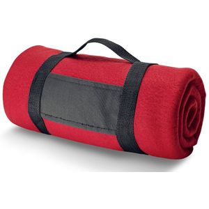Fleece dekens/plaid met afneembaar handvat - Rood - 150 x 120cm