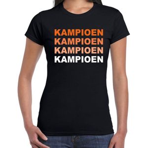 Oranje supporter kampioen shirt zwart voor dames