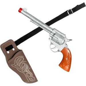Verkleed cowboy holster met een revolver/pistool voor volwassenen