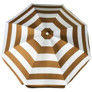 Parasol - goud/wit - gestreept - D140 cm - UV-bescherming - incl. draagtas