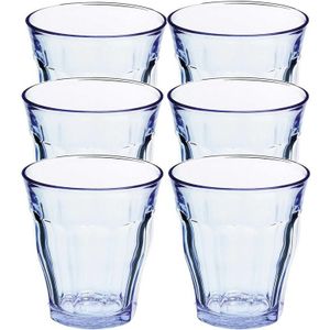 6x Drinkglazen/waterglazen blauw Picardie 220 ml