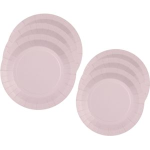 Santex Feest borden set - 20x stuks - lichtroze - 17 cm en 22 cm