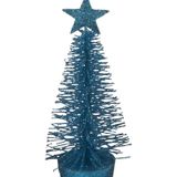 Klein blauw kerstboompje 15 cm