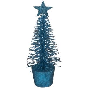 Klein blauw kerstboompje 15 cm