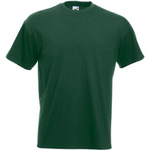 Set van 3x stuks basis heren t-shirt donker groen met ronde hals, maat: L (40/52)