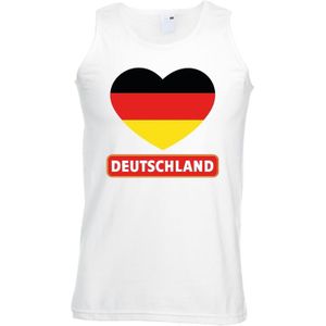 Duitsland hart vlag mouwloos shirt wit heren