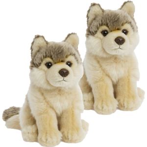 2x Stuks WNF Pluche Wolf Knuffel 15 cm - Wolven Speelgoed Knuffels