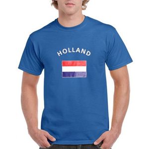 Heren shirt blauw met de Hollandse vlag