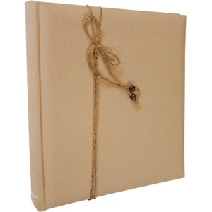 Santex gastenboek/receptieboek Linnen - Bruiloft - naturel/beige - 24 x 25 cm