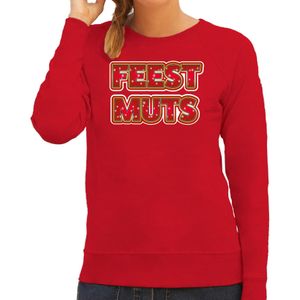 Bellatio Decorations Foute kersttrui/sweater voor dames - feest muts - rood - kerstmis