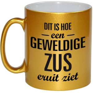 Geweldige zus cadeau mok / beker goudglanzend 330 ml