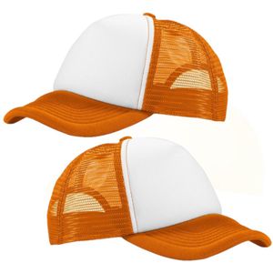 4x stuks truckerscap/Snapback cap oranje/wit