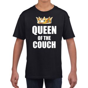 Queen of the couch t-shirts voor thuisblijvers tijdens Koningsdag zwart meisjes / kinderen