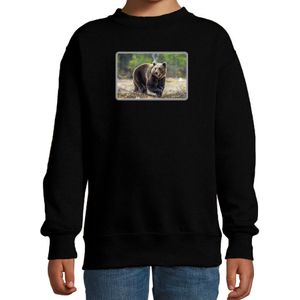 Dieren sweater met beren foto zwart voor kinderen - beer cadeau trui