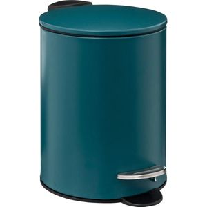 5Five kleine pedaalemmer - metaal - petrol blauw - 3L - 16 x 25 cm - Badkamer/toilet