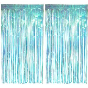 Boland Folie deurgordijn/feestgordijn - 2x - lichtblauw - 100 x 200 cm - Versiering