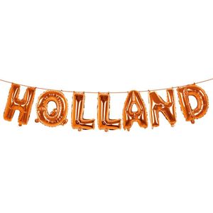 Oranje feest folie ballonenslinger set met tekst HOLLAND 400 cm