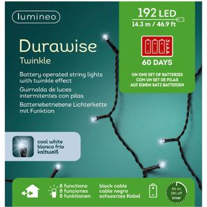 LED Durawise twinkle buitenverlichting op batterij helder wit 192 lampjes