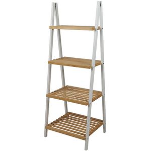 Urban Living Douche/badkamer opberg rekje - bamboe - 4 lagen - 40 x 30 x 109 cm