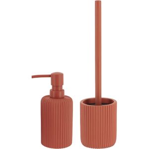 Tendance Badkamer acc. set 2-delig - PS - terracotta - ribbel