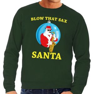 Foute feest kerst sweater groen Blow That Sax voor heren