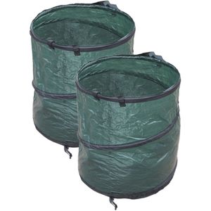 2x stuks groene tuinafvalzakken opvouwbaar 90 liter