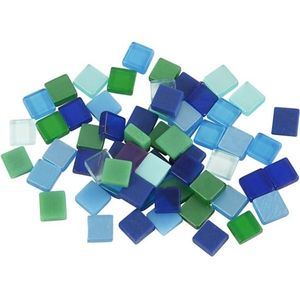 2x zakjes van 395x stuks Mozaiek tegels kunsthars groen/blauw 5 x 5 mm