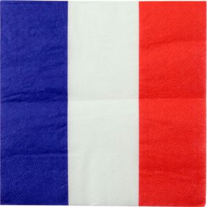 20x Frankrijk feest servetjes met Franse vlag opdruk 33 x 33 cm