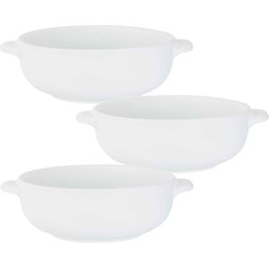 Set van 6x stuks snackschaaltjes wit van porselein 13 cm rond