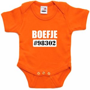 Boefje nummer cadeau baby rompertje oranje jongen/meisje