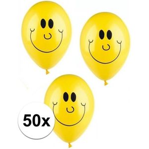 Gele smiley ballonnen 50 stuks