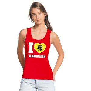 Tanktop met tekst I love Vlaanderen rood dames