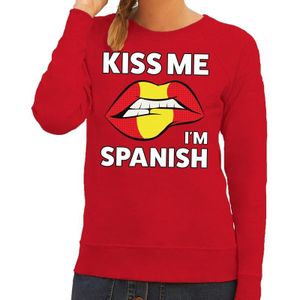 Kiss me I am Spanish rode trui voor dames