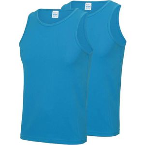Multipack 2x Maat XL - Sportkleding sneldrogende mouwloze shirts blauw voor mannen/heren