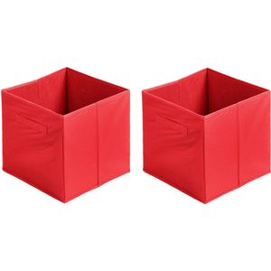 Urban Living Opbergmand/kastmand Square Box - 2x - karton/kunststof - 29 liter - rood - 31 x 31 x 31 cm