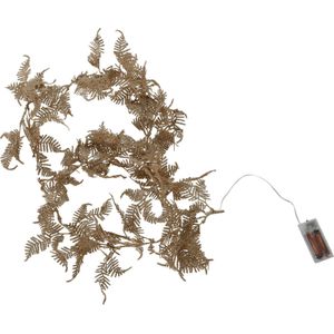 Christmas Decoration lichtsnoer/slinger - met bladeren - goud - 150 cm
