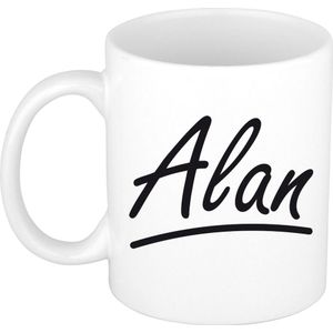 Alan voornaam kado beker / mok sierlijke letters - gepersonaliseerde mok met naam