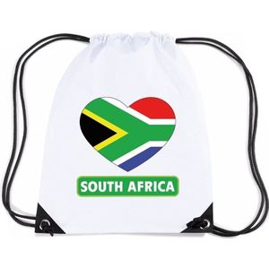 Nylon sporttas Zuid Afrika hart vlag wit