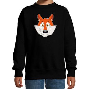 Cartoon vos trui zwart voor jongens en meisjes - Cartoon dieren sweater kinderen