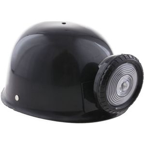 Mijnwerker helm zwart met licht