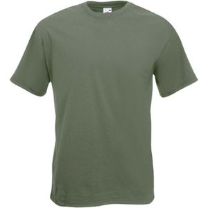 Set van 3x stuks basis heren t-shirt olijf groen met ronde hals, maat: L (40/52)